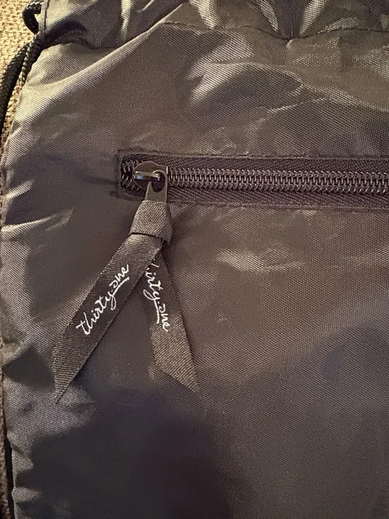 Black Ruffled Drawstring Backpack - Picture 3 of 3